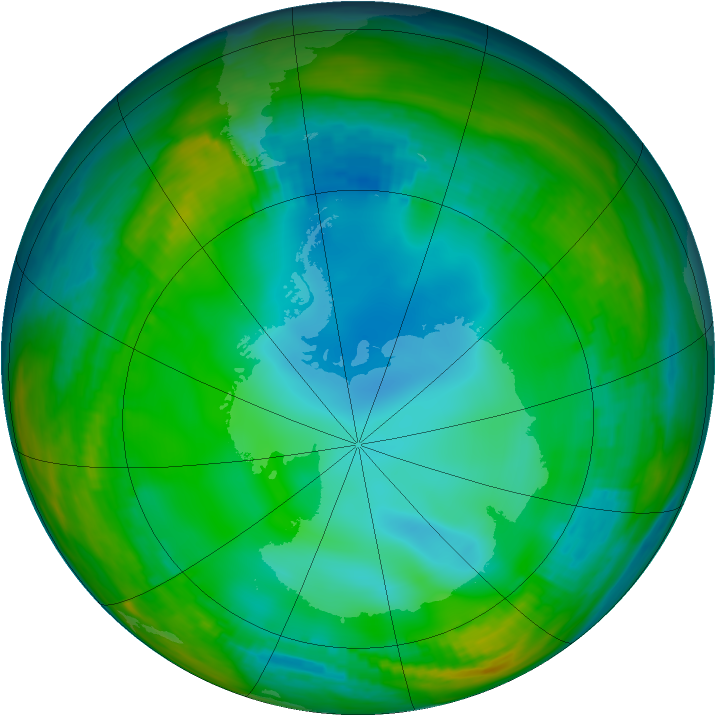 Antarctic ozone map for 23 June 1982